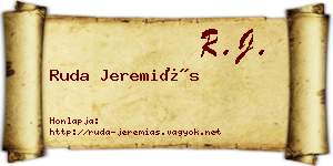 Ruda Jeremiás névjegykártya